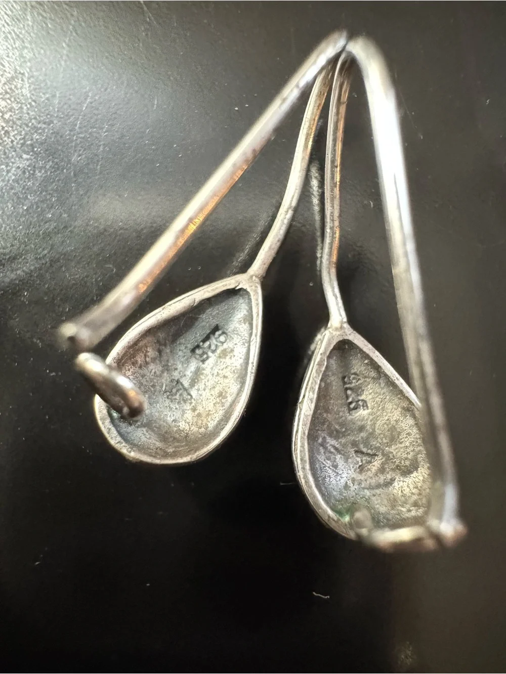Sterling Silver Teardrop Marcasite Hook Earrings